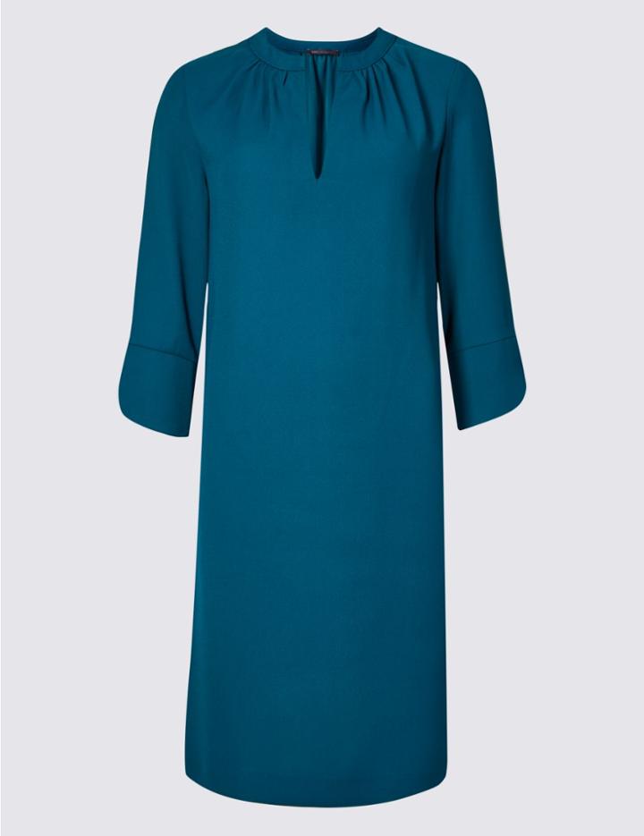 Marks & Spencer Satin 3/4 Sleeve Shift Dress Dark Marine