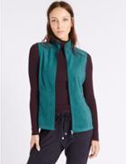 Marks & Spencer Fleece Contrasting Zip Gilet Dark Turquoise