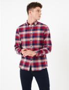 Marks & Spencer Pure Cotton Check Flannel Shirt Red