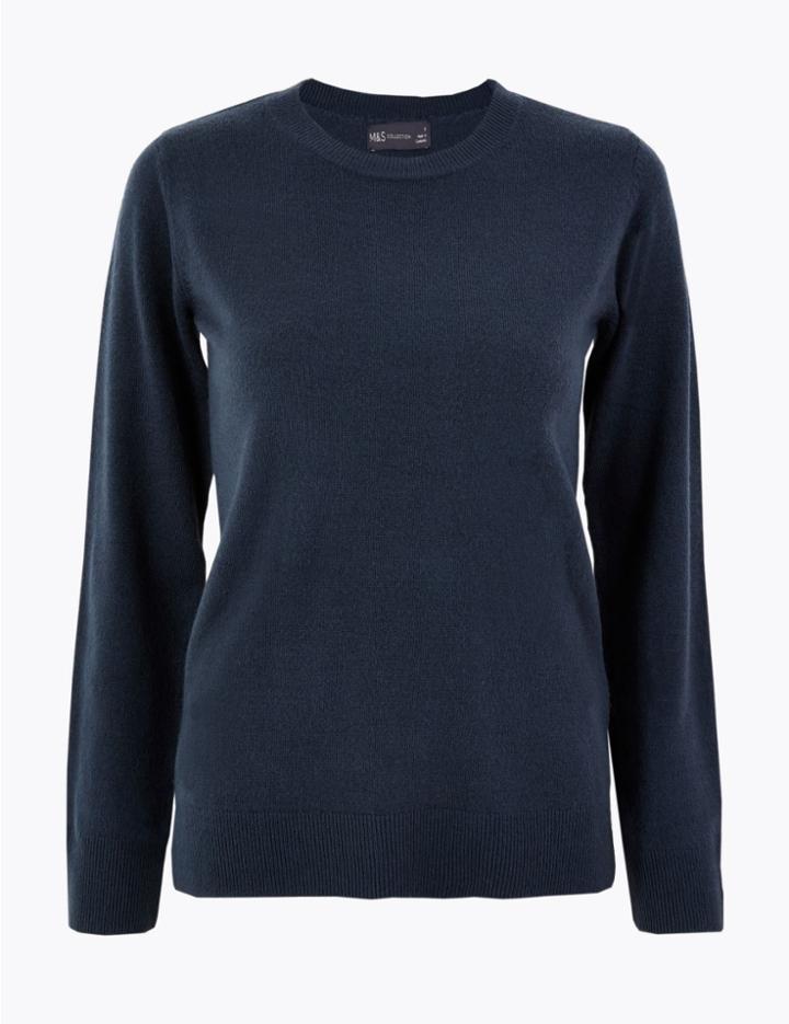 Marks & Spencer Cashmilon&trade; Round Neck Jumper Navy