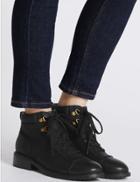 Marks & Spencer Block Heel Lace-up Toe Cap Ankle Boots Black