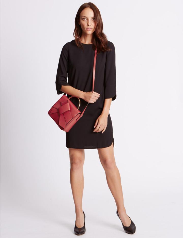 Marks & Spencer Faux Leather Metal Top Handle Shoulder Bag Red