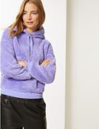 Marks & Spencer Borg Long Sleeve Hooded Sweatshirt Light Purple