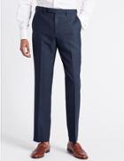 Marks & Spencer Blue Textured Slim Fit Trousers Blue