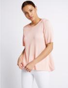 Marks & Spencer Slouchy Round Neck Short Sleeve Jumper Soft Pink