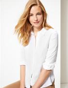 Marks & Spencer Pure Linen Button Detailed Shirt Eco White
