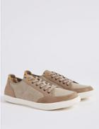 Marks & Spencer Canvas Lace-up Trainers Stone