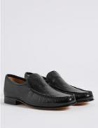 Marks & Spencer Leather Slip-on Weave Print Loafers Black
