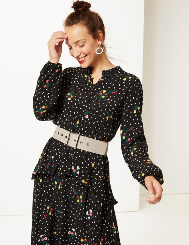 Marks & Spencer Faux Leather Buckle Waist Belt Stone