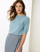 Marks & Spencer Textured Round Neck Jumper Blue/green