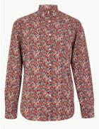 Marks & Spencer Cotton Floral Relaxed Shirt Red Mix