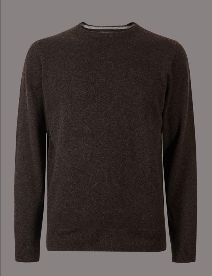 Marks & Spencer Pure Cashmere Crew Neck Jumper Brown