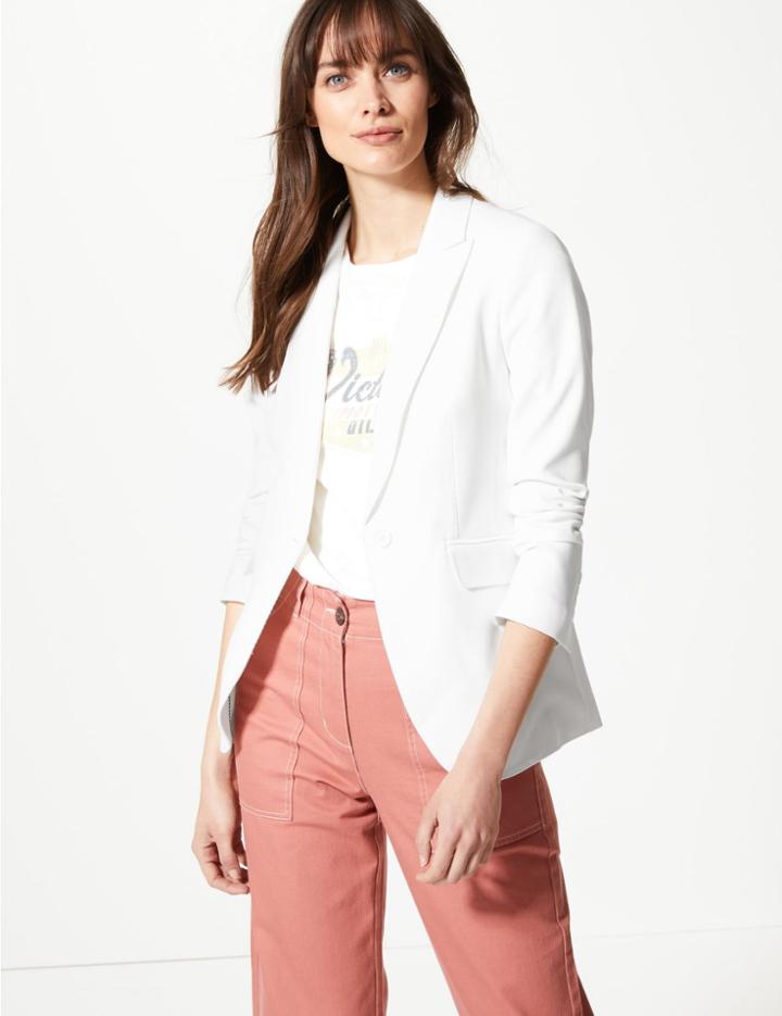 Marks & Spencer Tailored Stitch Detail Blazer Winter White