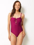 Marks & Spencer Secret Slimming&trade; Padded Bandeau Swimsuit Berry