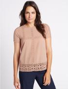 Marks & Spencer Lace Round Neck Short Sleeve T-shirt Blush