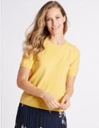 Marks & Spencer Round Neck Short Sleeve Jumper Citrus