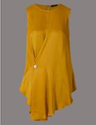 Marks & Spencer Side Button Round Neck Sleeveless Blouse Amber