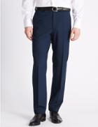 Marks & Spencer Navy Checked Tailored Fit Trousers Navy