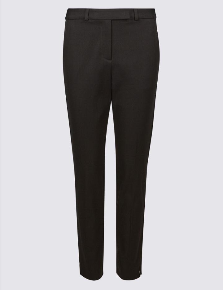 Marks & Spencer Cotton Blend Split Hem Trousers Black