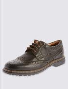 Marks & Spencer Leather Lace-up Heavy Sole Brogue Shoes Brown