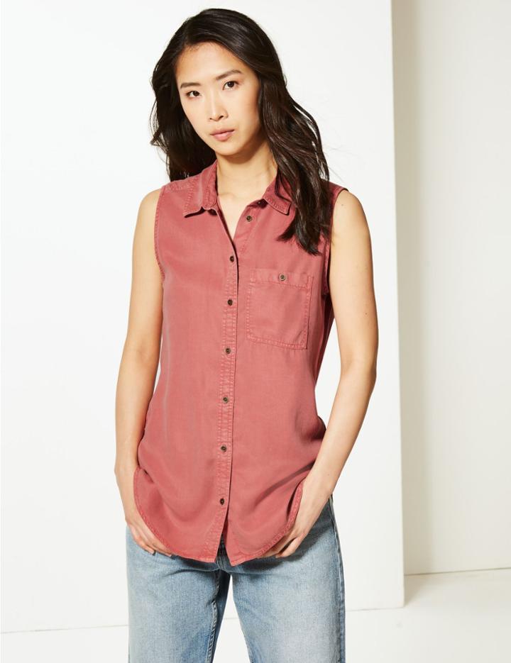 Marks & Spencer Button Detailed Shirt Terracotta