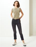 Marks & Spencer Mid Rise Straight Leg Cropped Jeans Black Mix