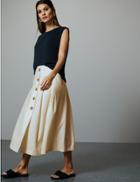 Marks & Spencer Linen Blend Fit & Flare Midi Skirt Cream