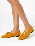Marks & Spencer Suede Buckled Square Toe Loafers Ochre