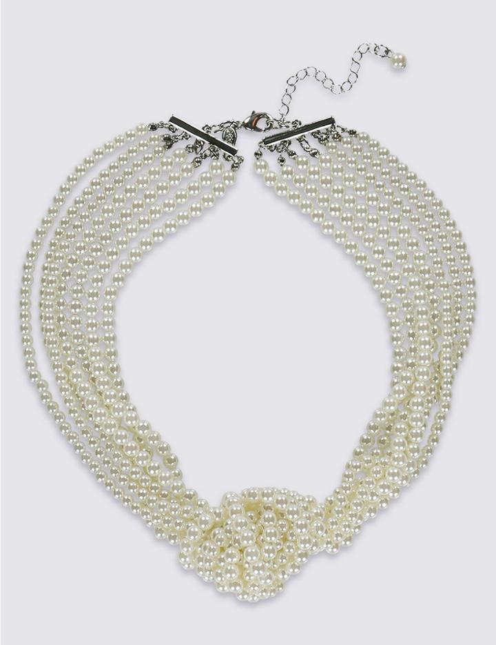 Marks & Spencer Knot Pearl Necklace Cream