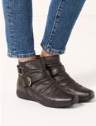 Marks & Spencer Extra Wide Fit Leather Ruched Ankle Boots Brown