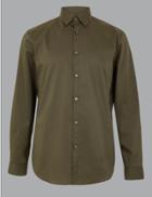 Marks & Spencer Cotton Regular Fit Shirt Khaki