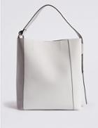 Marks & Spencer Faux Leather Ring Slouch Shoulder Bag White Mix