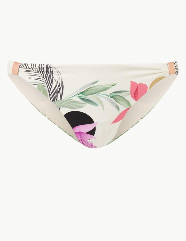 Marks & Spencer Floral Print Hipster Bikini Bottoms Cream Mix