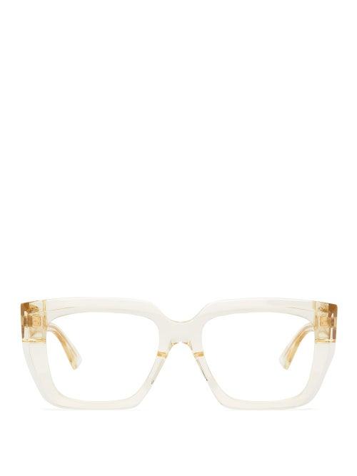 Matchesfashion.com Bottega Veneta - Square Acetate And Metal Glasses - Womens - Beige