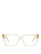 Matchesfashion.com Bottega Veneta - Square Acetate And Metal Glasses - Womens - Beige