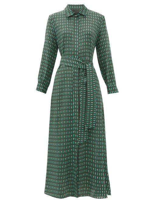 Matchesfashion.com Weekend Max Mara - Samanta Shirtdress - Womens - Dark Green Multi