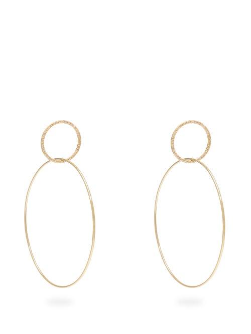 Matchesfashion.com Ileana Makri - Double Slim Diamond & 18kt Gold Hoop Earrings - Womens - Yellow Gold