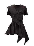 Matchesfashion.com Alexander Mcqueen - Peplum Bodice-overlay Cotton T-shirt - Womens - Black