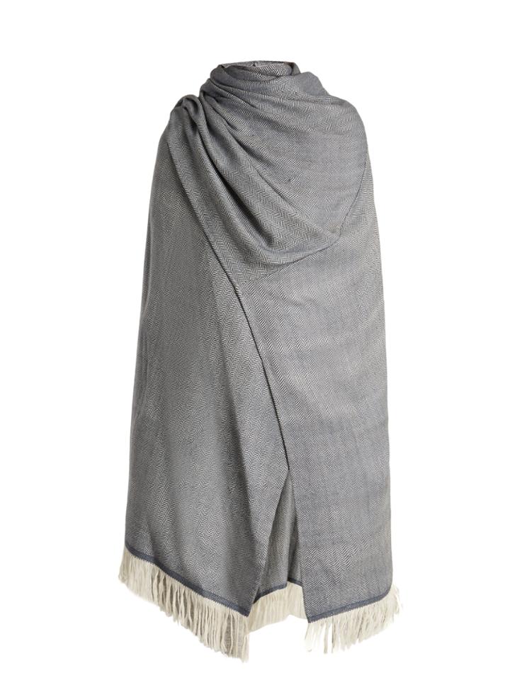 Adam Lippes Fringed Chevron-intarsia Wool-blend Wrap