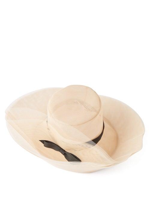 Stephen Jones - Beaulieu Bow-trim Layered-tulle Hat - Womens - Natural Black