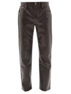 Sfr - Londre Faux-leather Trousers - Mens - Dark Brown