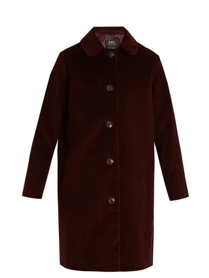 A.p.c. Lilli Single-breasted Cotton-corduroy Coat