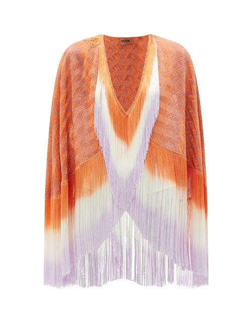 Ladies Beachwear Missoni Mare - Fringed Zigzag-jacquard Knit Cover Up - Womens - Orange