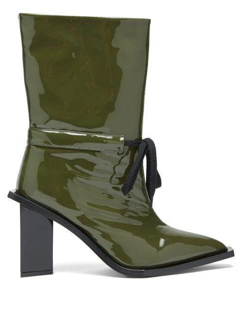 Matchesfashion.com Marques'almeida - Patent Leather Boots - Womens - Khaki