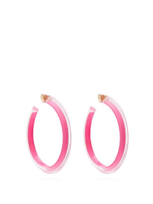 Matchesfashion.com Alison Lou - Jelly Medium Neon 14kt Gold-plated Hoop Earrings - Womens - Pink