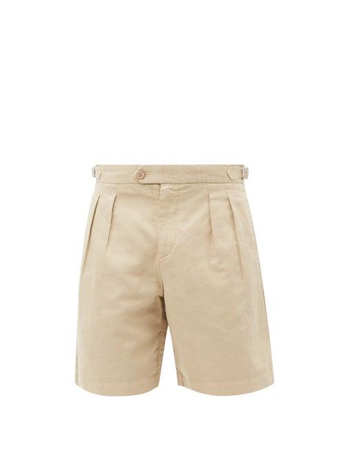 Orlebar Brown - Bancroft Pleated Cotton-blend Shorts - Mens - Beige