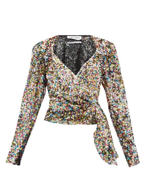 Matchesfashion.com The Attico - Draped Sequinned Wrap Top - Womens - Multi