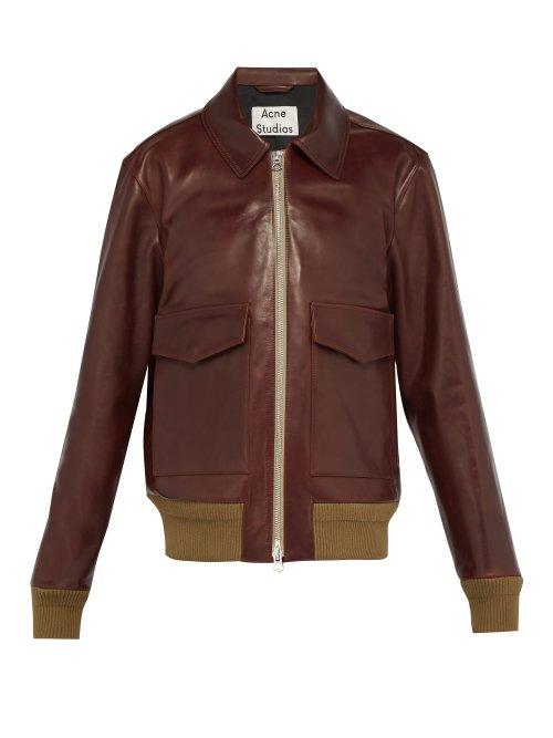 Matchesfashion.com Acne Studios - Lazlo Leather Bomber Jacket - Mens - Brown