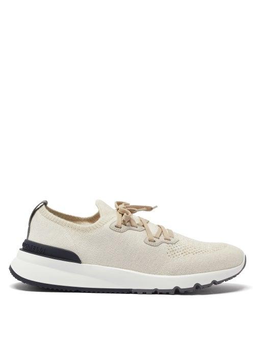Matchesfashion.com Brunello Cucinelli - Lace-up Mesh Trainers - Mens - Beige