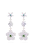 Matchesfashion.com Isabel Marant - Aloha Flower And Bead Embellished Earrings - Womens - White